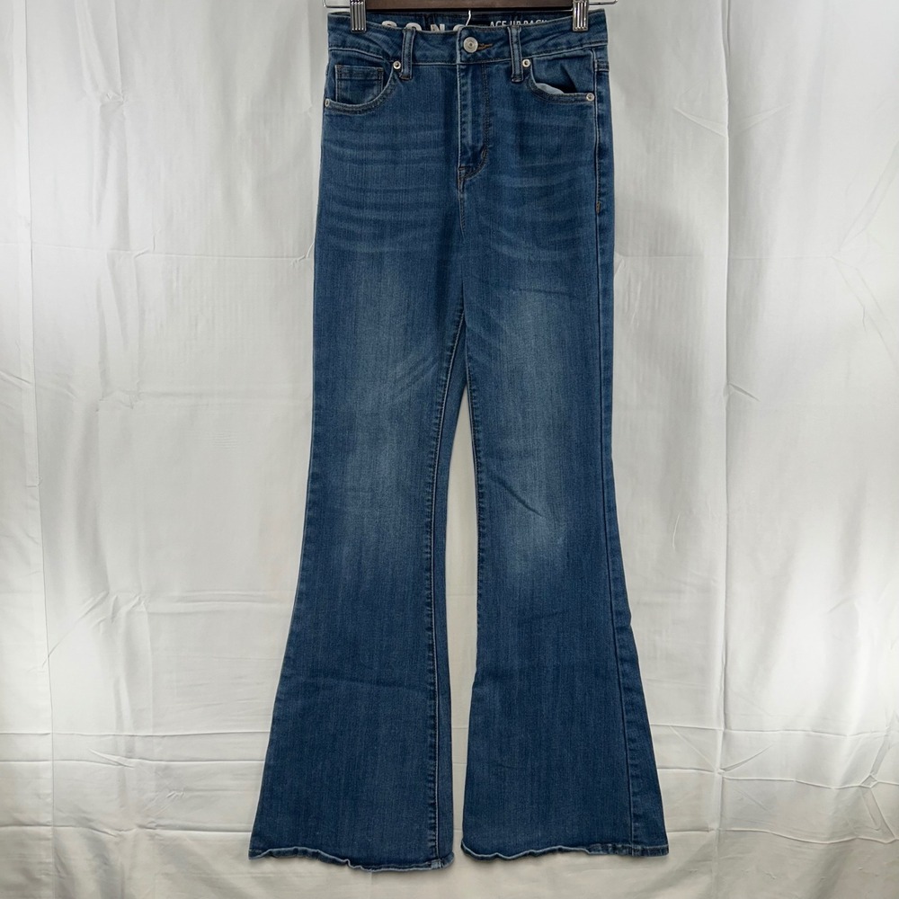 S.O.N.G. Flare Jeans Womens 00/23 Blue Lace-Up Back High Rise Fit N Flare